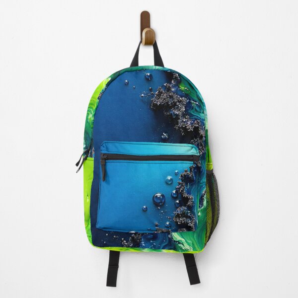 Item preview, Neon Tide Boundary – Blue to Lime Fluid Abstract designed and sold by Kaleidoscope Print.