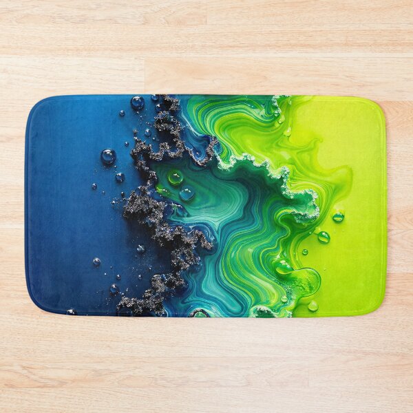 Item preview, Neon Tide Boundary – Blue to Lime Fluid Abstract designed and sold by Kaleidoscope Print.