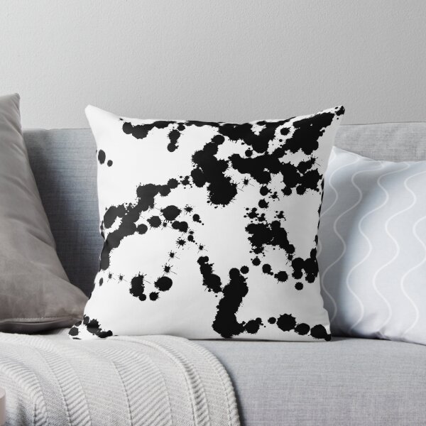Oops! Black Ink Splatter / Spill Throw Pillow