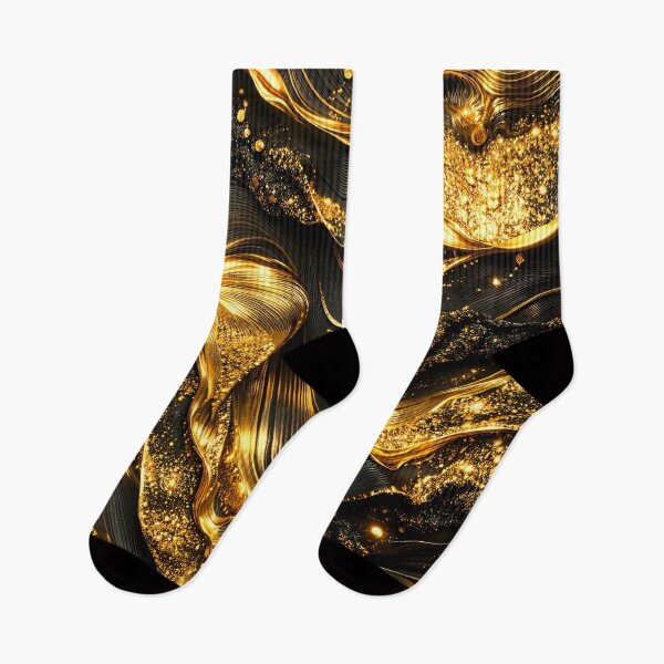 Item preview, Golden Silk Waves on Black – Luxury Glitter Abstract designed and sold by Kaleidoscope Print.
