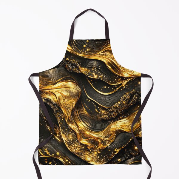 Item preview, Golden Silk Waves on Black – Luxury Glitter Abstract designed and sold by Kaleidoscope Print.