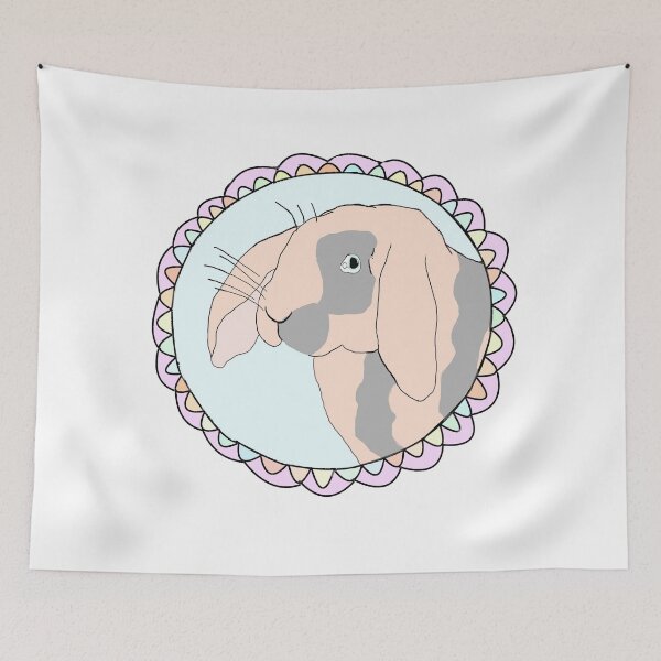 Item preview, Bunny Peeking Through Pastel Rainbow Flower  Cute Lop Rabbit Art designed and sold by Najomiartstudio.