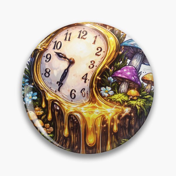 Item preview, Melting Clock with Fantasy Mushrooms designed and sold by VedikBuzz.