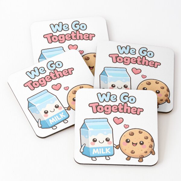 Item preview, "We Go Together" Cute Milk and Cookies Love Design. designed and sold by The-T-In-Retro.