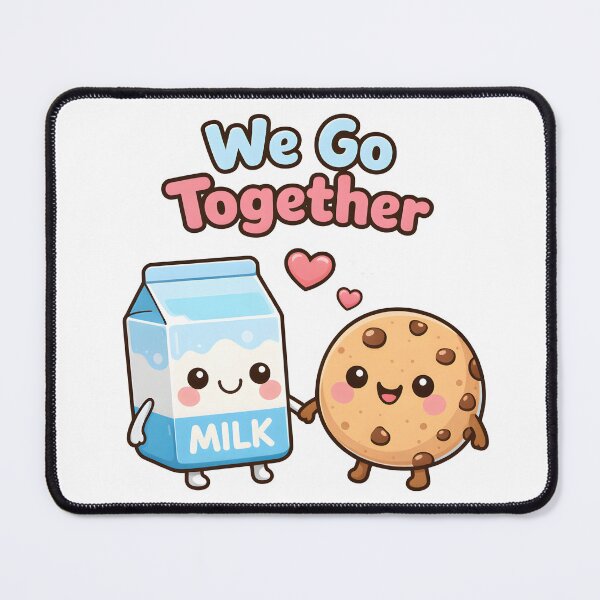 Item preview, "We Go Together" Cute Milk and Cookies Love Design. designed and sold by The-T-In-Retro.