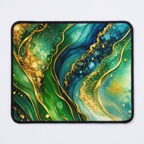Item preview, Emerald River Marble with Gold Veins – Luxe Alcohol Ink Abstract designed and sold by Kaleidoscope Print.