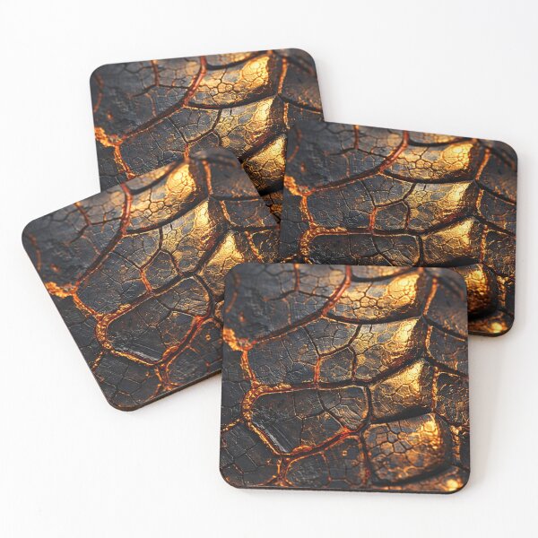 Item preview, Molten Gold Cracks in Black Stone – Lava Texture Abstract designed and sold by Kaleidoscope Print.