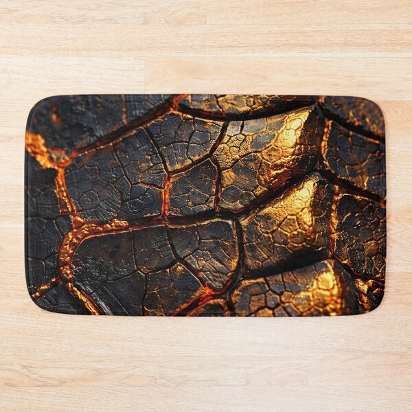 Item preview, Molten Gold Cracks in Black Stone – Lava Texture Abstract designed and sold by Kaleidoscope Print.
