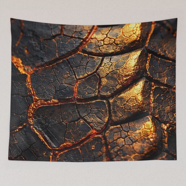 Item preview, Molten Gold Cracks in Black Stone – Lava Texture Abstract designed and sold by Kaleidoscope Print.