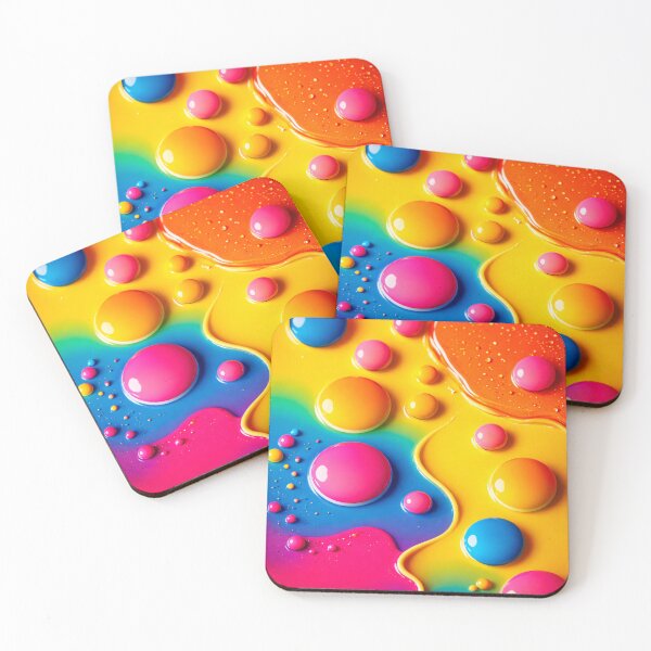 Item preview, Rainbow Candy Drops – Glossy Neon Liquid Abstract designed and sold by Kaleidoscope Print.