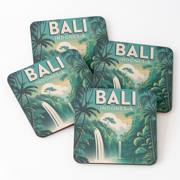 Item preview, Bali Indonesia Travel Poster – Hidden Waterfalls Paradise Wall Art designed and sold by Timeless Design.