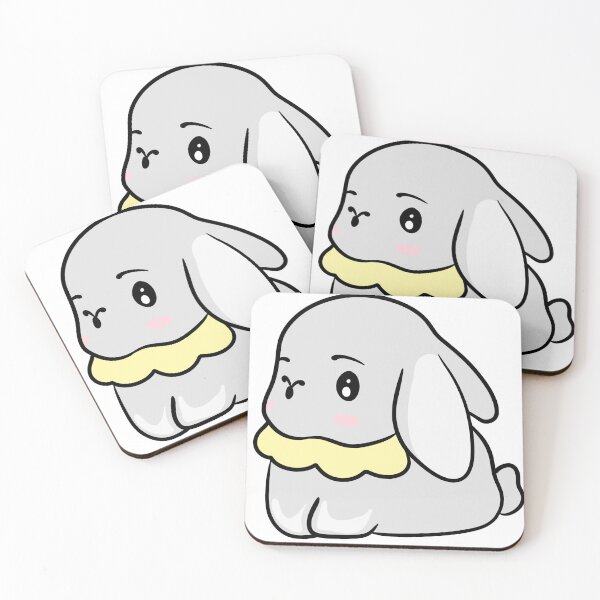 Item preview, Cute Kawaii Grey Bunny - Adorable Chibi Rabbit with Yellow Collar and Pink Cheeks designed and sold by LYAN-STORE.