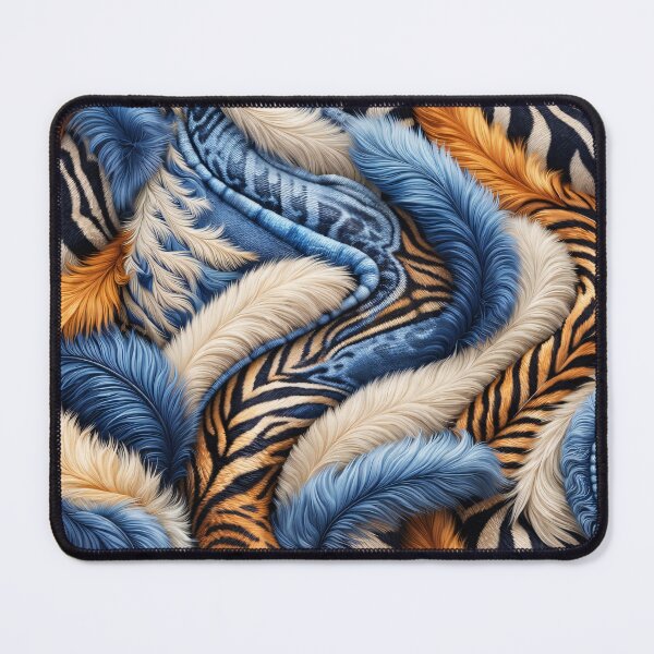 Item preview, Safari Fur Collage – Zebra, Tiger & Leopard in Blue Tones designed and sold by Kaleidoscope Print.