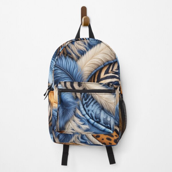 Item preview, Safari Fur Collage – Zebra, Tiger & Leopard in Blue Tones designed and sold by Kaleidoscope Print.