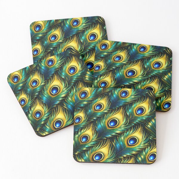 Item preview, Emerald Peacock Feathers – Blue Eye Jewel Pattern designed and sold by Kaleidoscope Print.