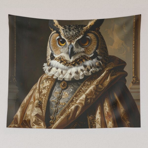 Item preview, Royal Aristocratic Owl Renaissance Portrait Painting designed and sold by Rutvain.