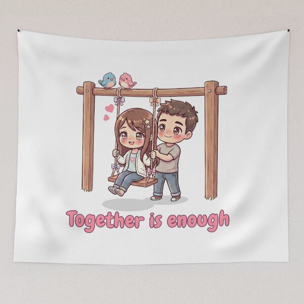 Item preview, Together Is Enough – Cute Couple Swing Illustration | Everyday Love Romantic Art designed and sold by Beeform.