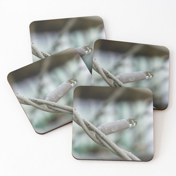 Item preview, Close-Up Of Wet Barbed Wire With Water Droplets In Outdoor Industrial Setting designed and sold by Nmallia.