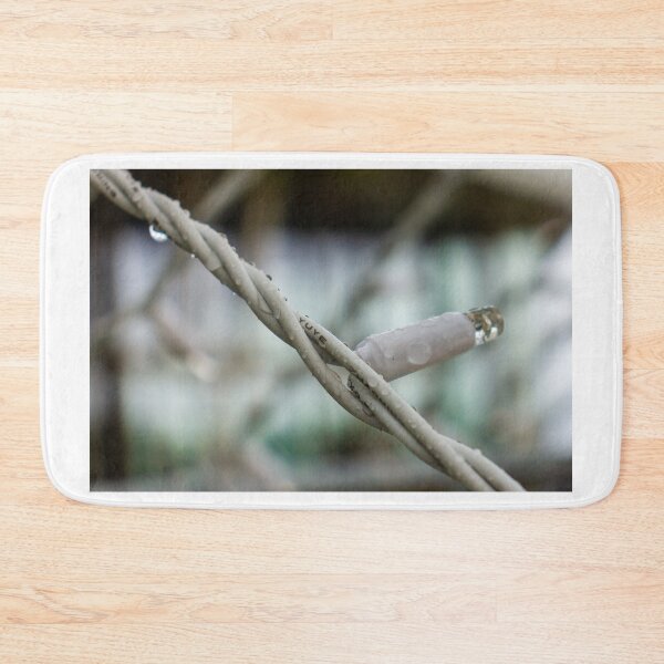 Item preview, Close-Up Of Wet Barbed Wire With Water Droplets In Outdoor Industrial Setting designed and sold by Nmallia.