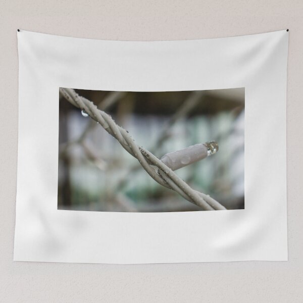 Item preview, Close-Up Of Wet Barbed Wire With Water Droplets In Outdoor Industrial Setting designed and sold by Nmallia.