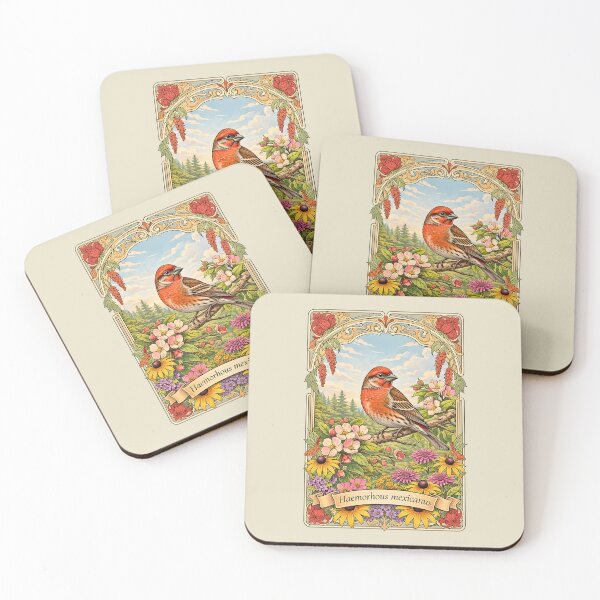 Item preview, House Finch Bird Ornate Botanical Wall Art Print designed and sold by BorgSpareParts.