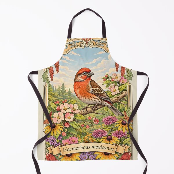 Item preview, House Finch Bird Ornate Botanical Wall Art Print designed and sold by BorgSpareParts.