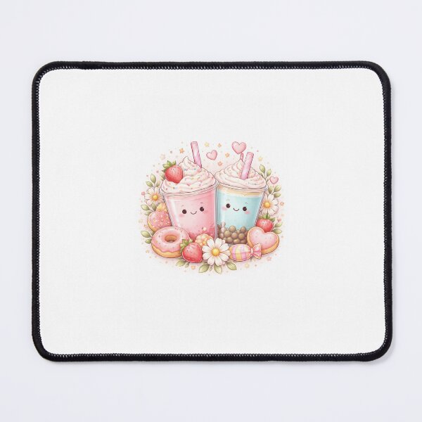 Item preview, Kawaii Strawberry Bubble Tea & Donut Cartoon Design designed and sold by Artfullloops.
