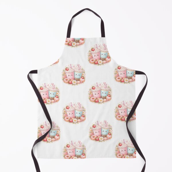 Item preview, Kawaii Strawberry Bubble Tea & Donut Cartoon Design designed and sold by Artfullloops.