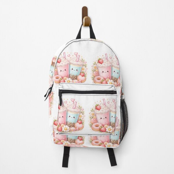 Item preview, Kawaii Strawberry Bubble Tea & Donut Cartoon Design designed and sold by Artfullloops.