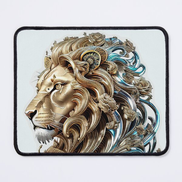 Item preview, Gold Lion Head – Regal King Lion Sculpture Style Artwork designed and sold by artelligens.