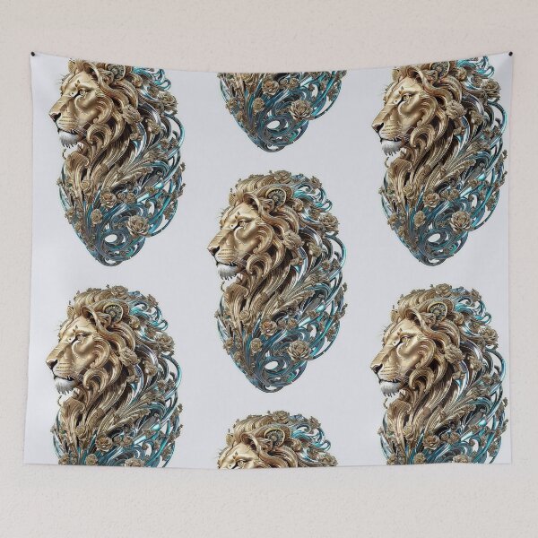 Item preview, Gold Lion Head – Regal King Lion Sculpture Style Artwork designed and sold by artelligens.