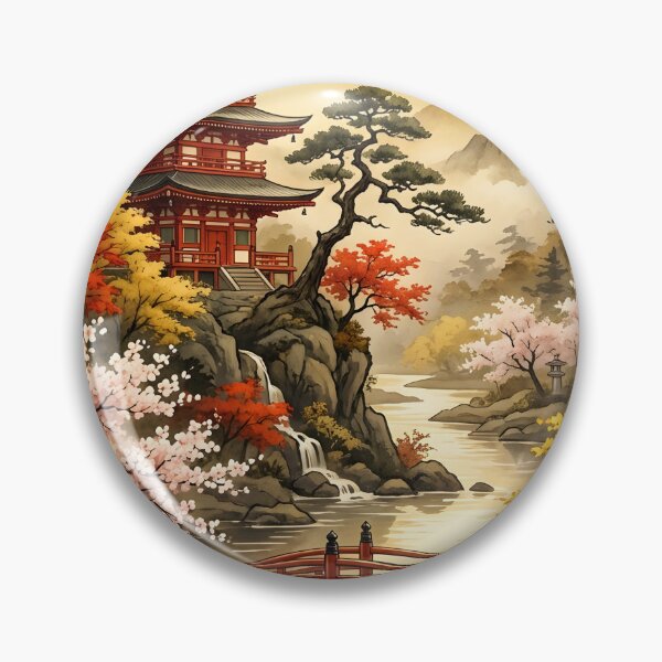 Item preview, Japanese Pagoda Sakura Moon Landscape designed and sold by athanasioungr.