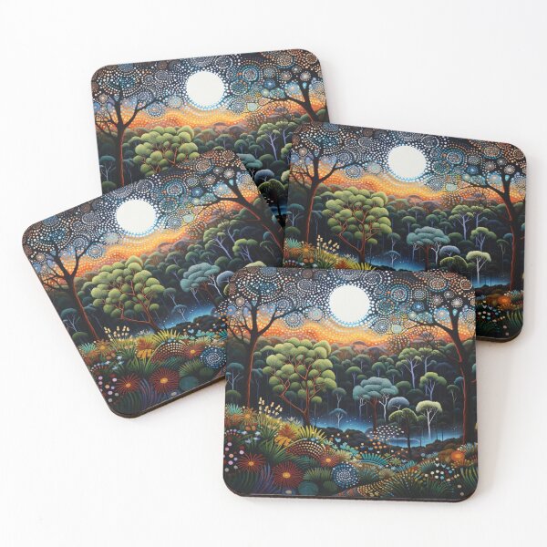 Item preview, Aboriginal Inspired Art - Moonlight in the Deep Forest designed and sold by GrinGalore.