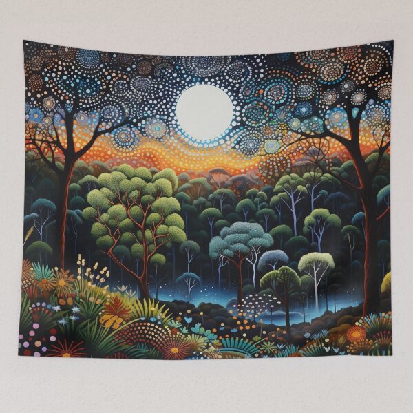 Item preview, Aboriginal Inspired Art - Moonlight in the Deep Forest designed and sold by GrinGalore.