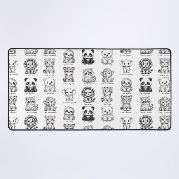 Item preview, Cute Baby Animal Squad – Black and White Kawaii Zoo Drawing designed and sold by Happy'CLICK'.