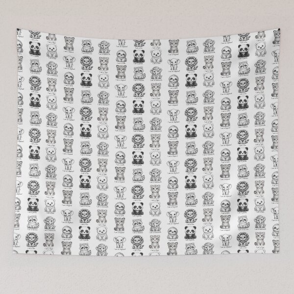 Item preview, Cute Baby Animal Squad – Black and White Kawaii Zoo Drawing designed and sold by Happy'CLICK'.