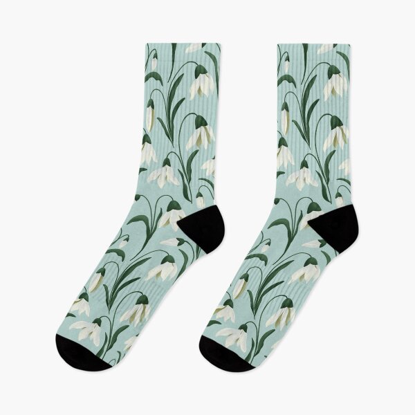 Item preview, Blooming Snowdrops Soft Delicate Flowers White Pastel Seafoam Green Blue designed and sold by thecolorbirdie.