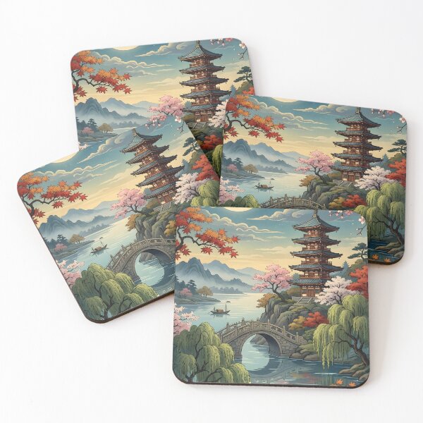 Item preview, Japanese Pagoda Crescent Moon Scene designed and sold by athanasioungr.