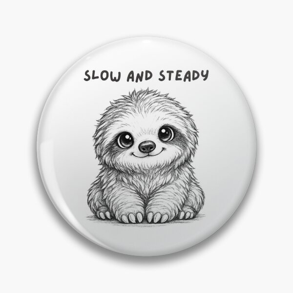 Item preview, Slow and Steady Cute Sloth Drawing – Motivational Animal Art designed and sold by Happy'CLICK'.