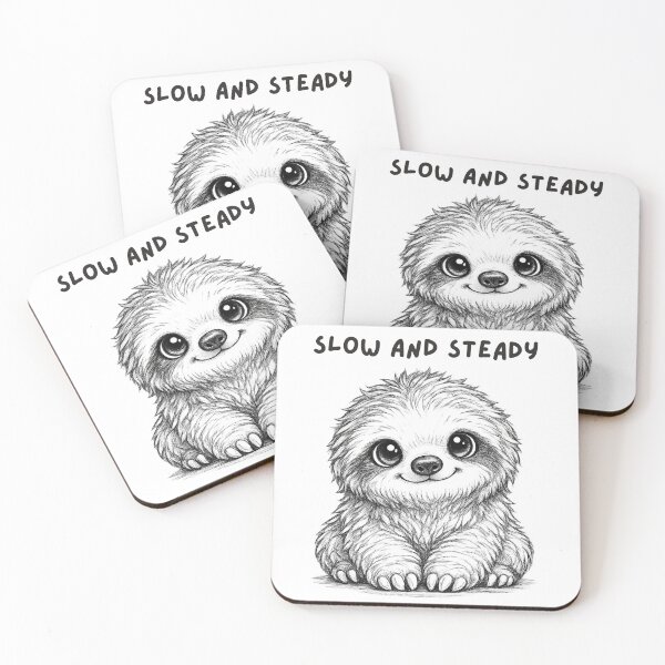 Item preview, Slow and Steady Cute Sloth Drawing – Motivational Animal Art designed and sold by Happy'CLICK'.