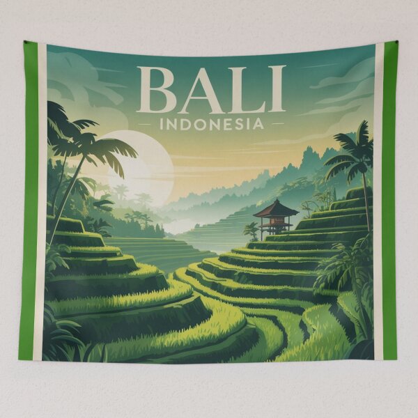 Item preview, Bali Indonesia Ubud Rice Terraces – Vintage Travel Poster Wall Art designed and sold by Timeless Design.