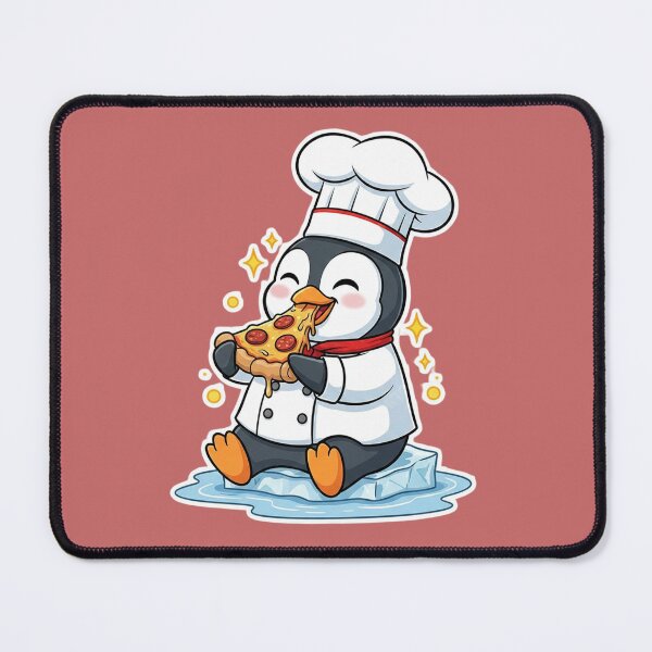 Item preview, Cute Penguin Chef Pizza Party - Kawaii Foodie Illustration designed and sold by InkWeaveShop.