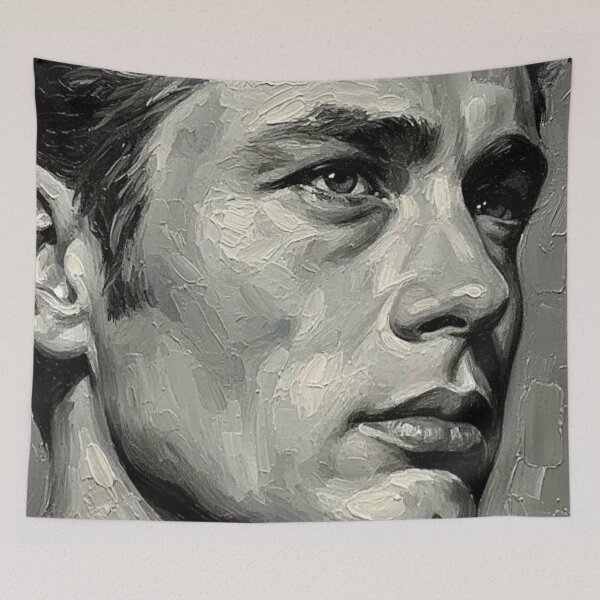 Item preview, The Gaze of a Rebel: James Dean Monochrome Impasto Art designed and sold by Art's Diner.