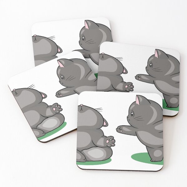 Item preview, Funny Yoga Cats - Chubby Grey Kittens Meditating and Balancing designed and sold by LYAN-STORE.