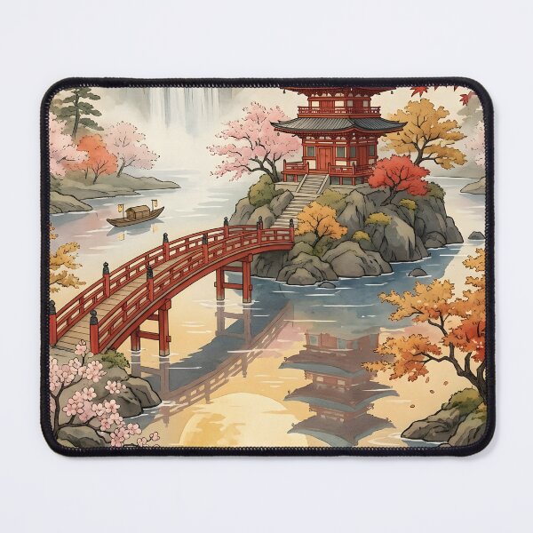 Item preview, Japanese Pagoda Bridge Waterfall Art designed and sold by athanasioungr.