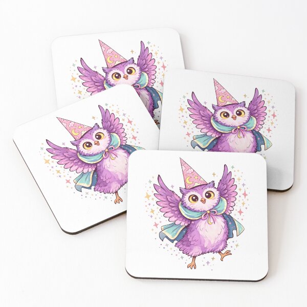Item preview, Cute Wizard Owl – Kawaii Purple Magic Owl with Stars and Moon designed and sold by Senkov.