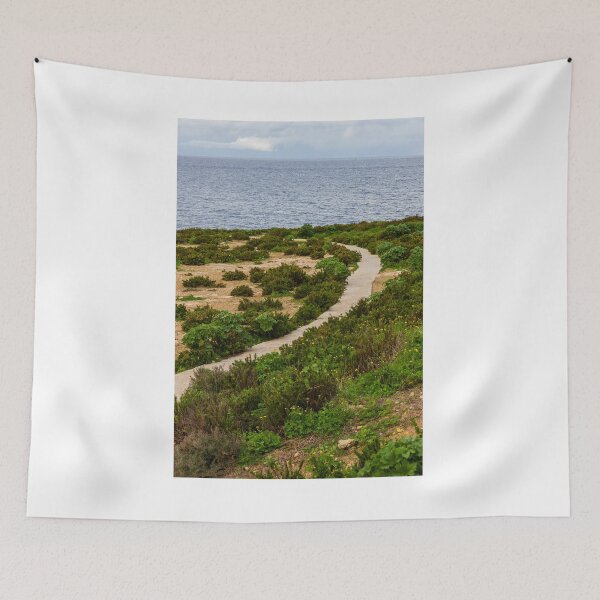 Item preview, Coastal Nature Path Through Green Bushes to the Sea Under a Cloudy Sky designed and sold by Nmallia.