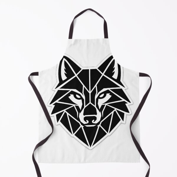 Item preview, Geometric Wolf Head – Minimal Black and White Illustration with White Outline designed and sold by Artistmonkey345.