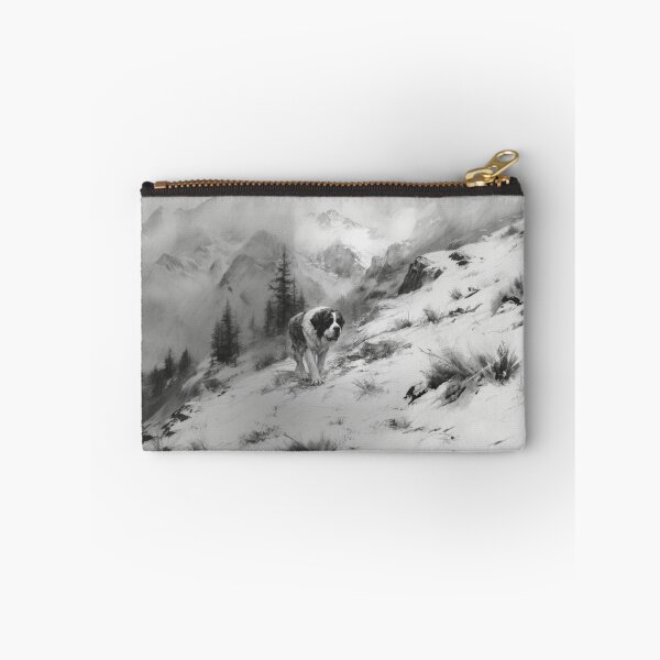 Item preview, A calm Saint Bernard trekking through a stormy mountain pass, Dogs in Motion designed and sold by CDC40.