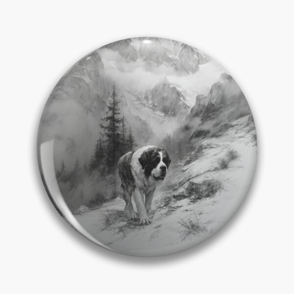 Item preview, A calm Saint Bernard trekking through a stormy mountain pass, Dogs in Motion designed and sold by CDC40.